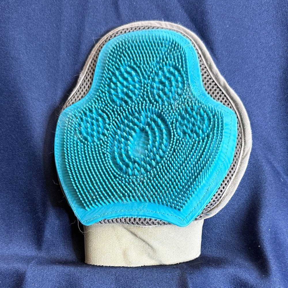 Blue and Gray Pet Grooming Glove